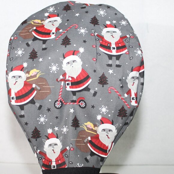 Mens Krampus Santa Christmas Tie Back Scrub Cap * Handmade - Picture 5 of 9
